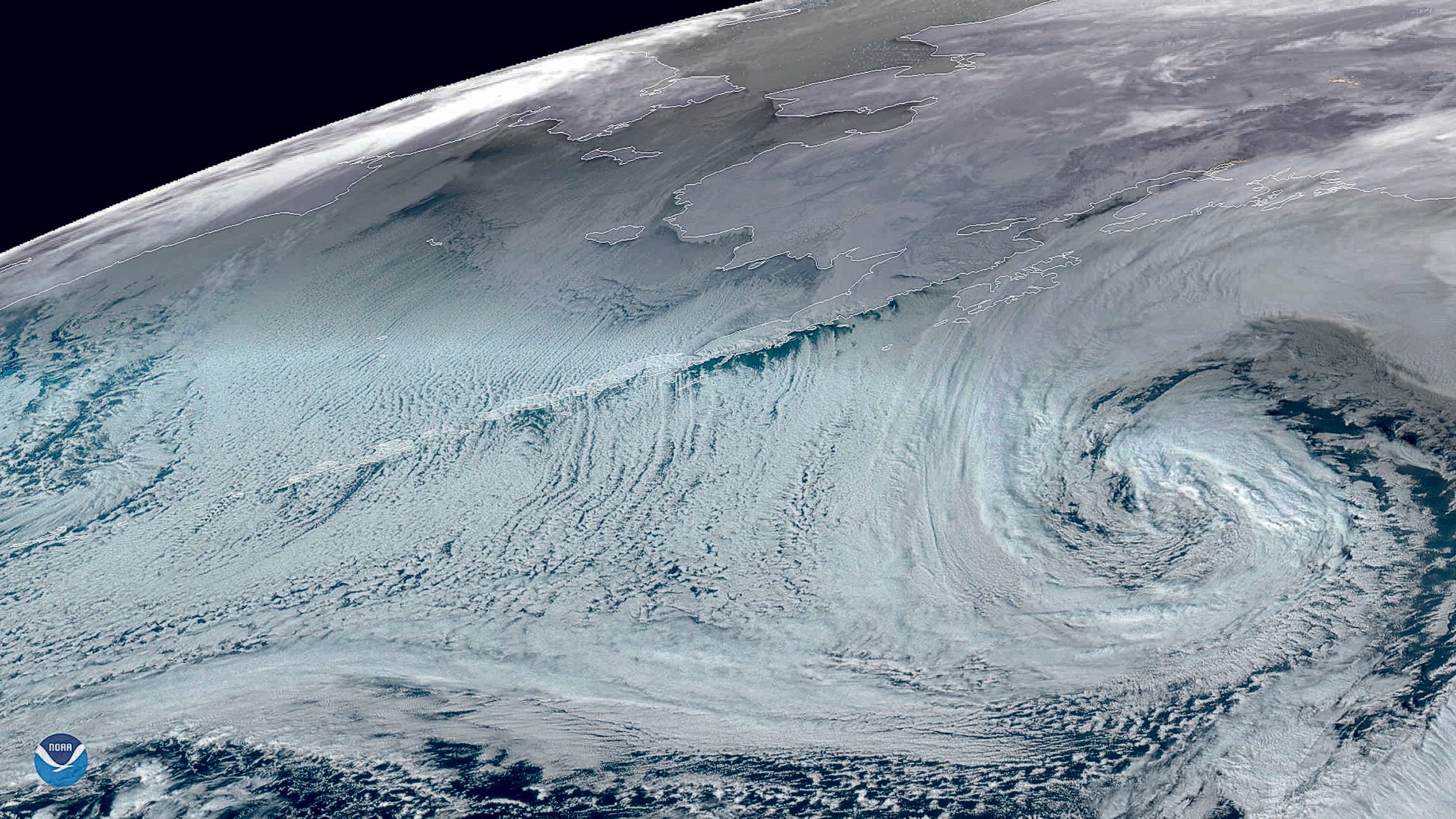 A potent extratropical cyclone is slowly making its way eastward across the Gulf of Alaska on Jan. 28, 2020,, bringing violent winter storm and blizzard conditions in coastal areas of the Alaska Peninsula and throughout the southern regions of the state.