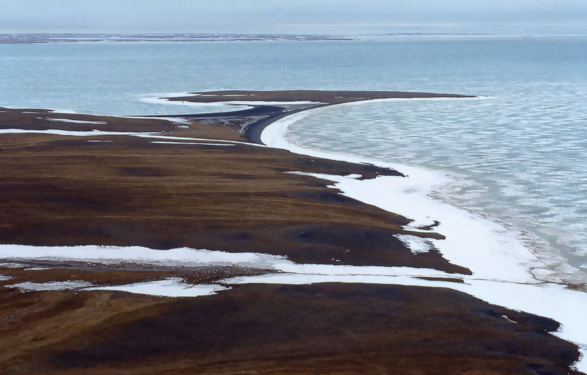 Ariel view of Russia's Taymyr Peninsula during winter.